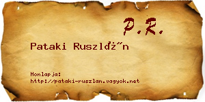 Pataki Ruszlán névjegykártya